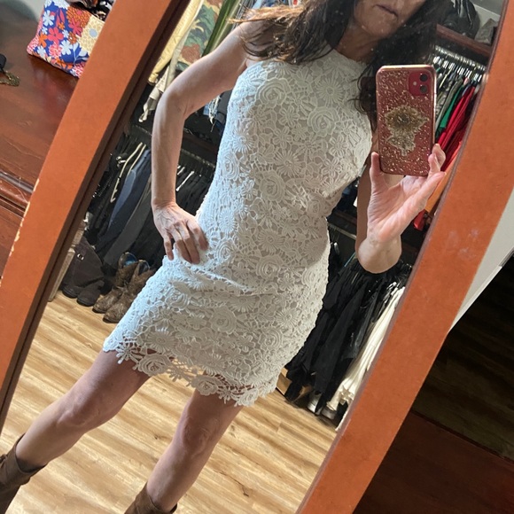 White Lace cutout summer dress - Picture 1 of 5